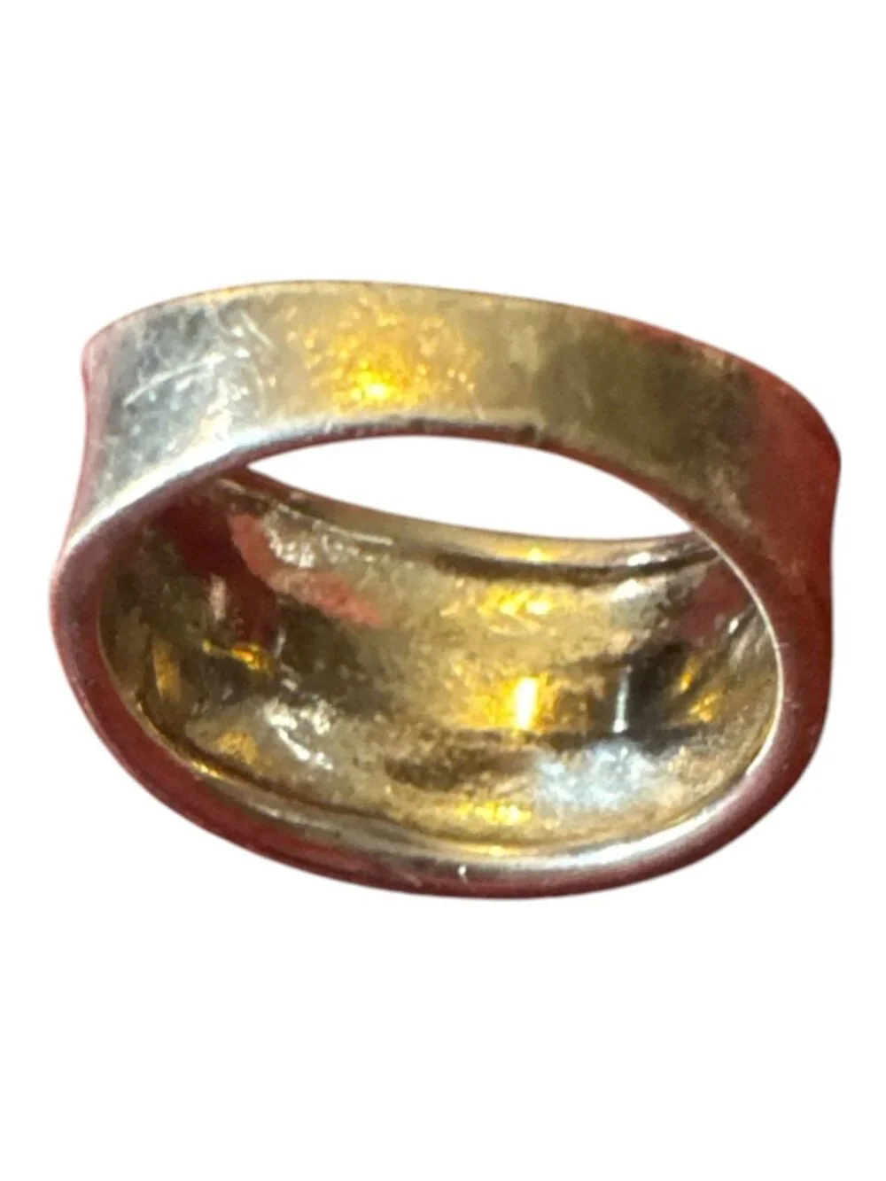 Vintage Sterling Silver Wide Band Ring Size 6 US Handmade Textured Design
